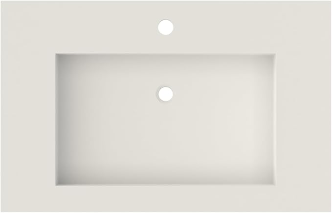 30 inch Wall Mount Floating Vanity with Sink | Bathroom Vessel Sink Rectangle Modern Stone Resin White Washing Sink Art Basin for Bathroom AFS140-750