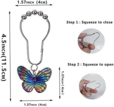 Butterfly Shower Curtain Hooks Rings, Insect Garden Nature Bathroom Decor
