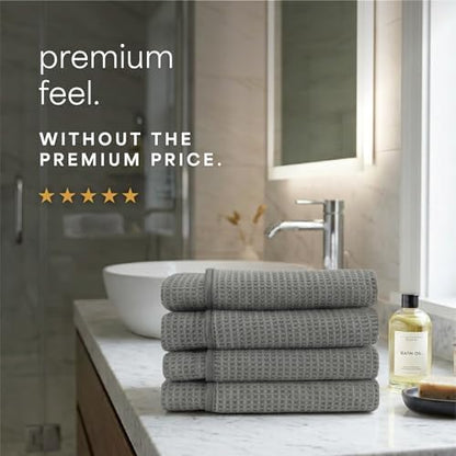 S&T INC. Aura Waffle Bath Towels, 4 Pack, 30" x 60", Grey