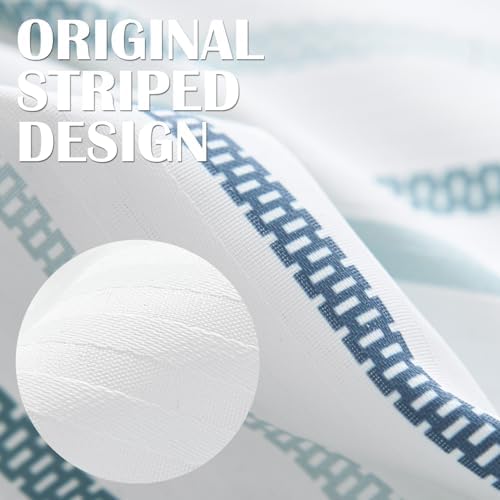 jinchan Multi Blue and White Shower Curtain for Bathroom Modern Farmhouse Striped Waterproof Fabric Shower Curtain Set with 12 Hooks Machine Washable 70x72 Inches