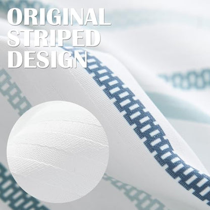 jinchan Multi Blue and White Shower Curtain for Bathroom Modern Farmhouse Striped Waterproof Fabric Shower Curtain Set with 12 Hooks Machine Washable 70x72 Inches