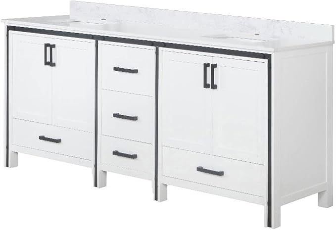 Ziva 80 in W x 22 in D White Double Bath Vanity and Cultured Marble Top