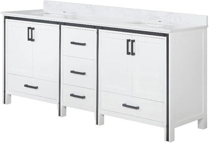 Ziva 80 in W x 22 in D White Double Bath Vanity and Cultured Marble Top