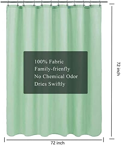 LLSCL Green Fabric Shower Curtain Liner with Magnets, Waterproof Hotel Quality, 72 x 72 Machine Washable