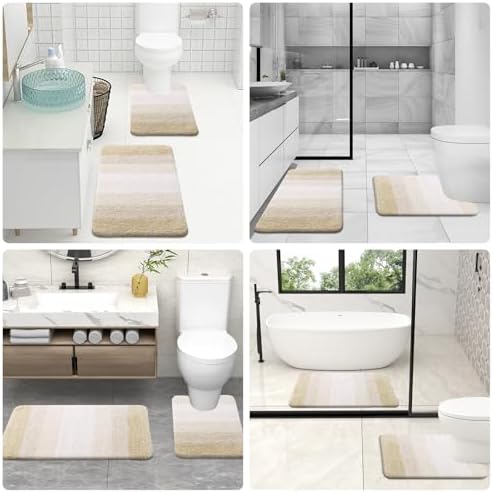 OLANLY Luxury Toilet Rugs U-Shaped 24x20, Soft Absorbent Microfiber Mat