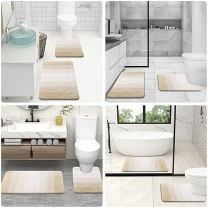 OLANLY Luxury Toilet Rugs U-Shaped 24x20, Soft Absorbent Microfiber Mat