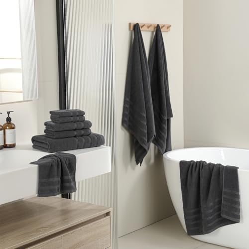 16-Piece Bath Towels Set, 100% Cotton Thick Soft Highly Absorbent Durable, Quick Dry, Bathroom Towels Set (4 Bath Towels, 4 Hand Towels, 8 Washcloths) - Perfect for Daily Use