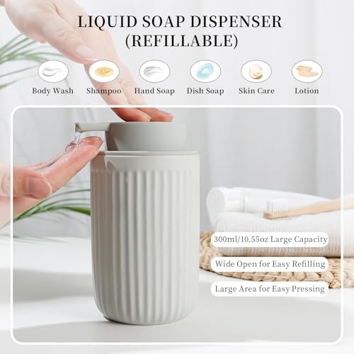 BosilunLife Light Grey Ceramic Bathroom Accessories Set of 4