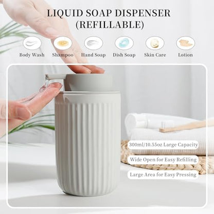 BosilunLife Light Grey Ceramic Bathroom Accessories Set of 4