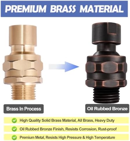 Shower Head Swivel Ball Adapter Brass Adjustable Shower Arm Connector Universal Showering Component Shower Arm Extension- Oil-Rubbed Bronze