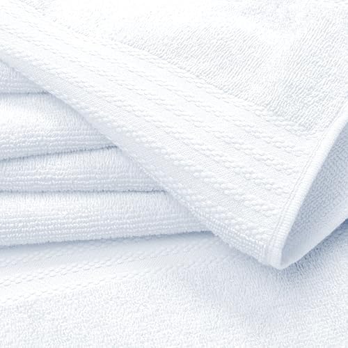 GLAMBURG Ultra Soft 12-Piece Washcloths Set 13x13-100% Ringspun Cotton - Durable & Highly Absorbent Face Towels - Ideal for use in Bathroom, Kitchen, Gym, Spa & General Cleaning - White
