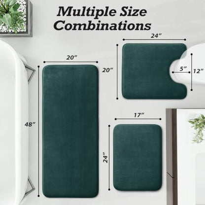 HUXMEYSON Bathroom Rugs Sets 3 Piece, Non-Slip & Quick Dry Bath Mat Set, Ultra Soft Velvet Bath Rugs for Bathroom, Toilet and Shower Floor, Peacock Blue