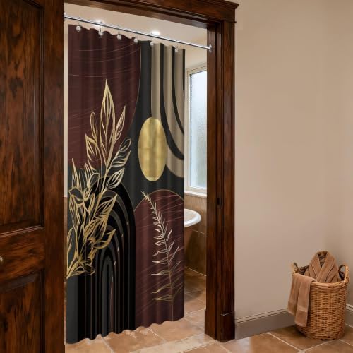 Dark Brown and Gold Stall Shower Curtain, 36X72 in Narrow Small