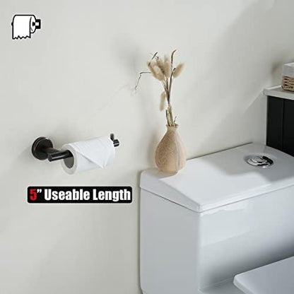 JQK Toilet Paper Holder Oil Rubbed Bronze, 5 Inch 304 Stainless Steel Thick 0.8mm Tissue Paper Dispenser for Bathroom, Hold Mega Rolls Wall Mount 2 Pack, TPH100-ORB-P2