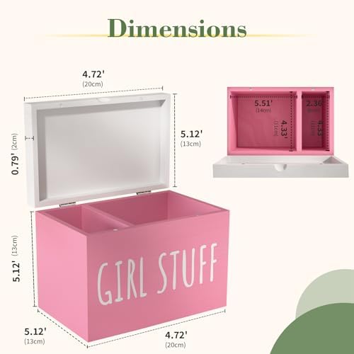 Wooden Tampon Holder, Blush Pink, Hinged Lid Organizer