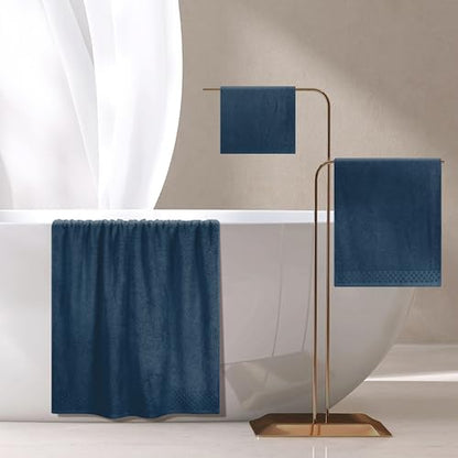 MyOwn Ultra Soft 3 Pack Cotton Towel Set, Contains a Bath Towels 28x55 inch, a Hand Towels 16x24 inch & a Wash Coths 12x12 inch, Ideal Everyday use, Compact & Lightweight - Mineral Blue