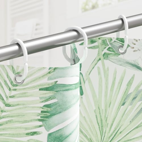 Amazer White Shower Curtain Hooks Rings, 24 Pcs Plastic Shower Curtain Rings, Plastic Shower Curtain Hooks for Bathroom Shower Rod, White Shower Hooks Rings Loops for Shower Curtain