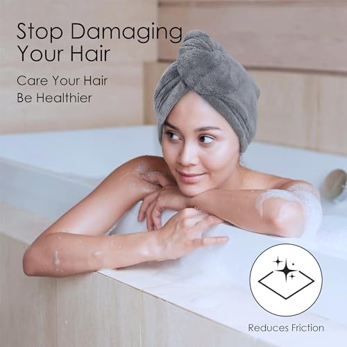 TENSTARS Microfiber Hair Towel Wrap for Women All Hair Types, 320GSM Thick