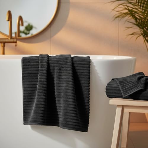 2 Piece Bath Sheets, 40"x80" Microfiber Bath Towels, Black