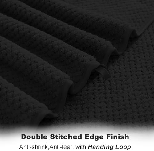 Smuge 2 Piece Hand Towels Set,100% Microfiber - Quick Dry, Thick, Soft, Plush and Highly Absorbent Luxury Hotel & Spa Bath Towel for Bathroom, Pack of 2 (Black)