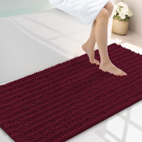 Smiry Bathroom Rugs 47X24, Extra Soft Rubber Backing Chenille Bath Mats
