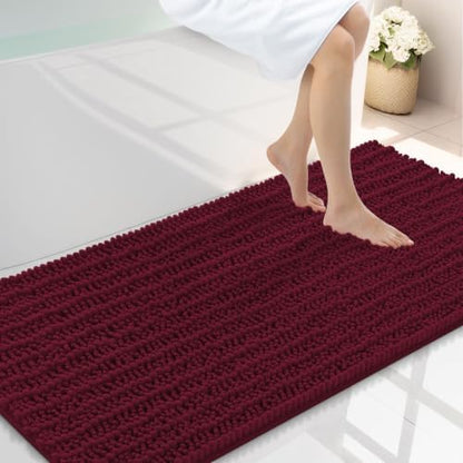 Smiry Bathroom Rugs 47X24, Extra Soft Rubber Backing Chenille Bath Mats