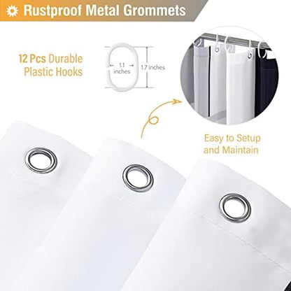 BTTN Black Modern Geometric Waterproof Fabric Shower Curtain Set, 72 x 72