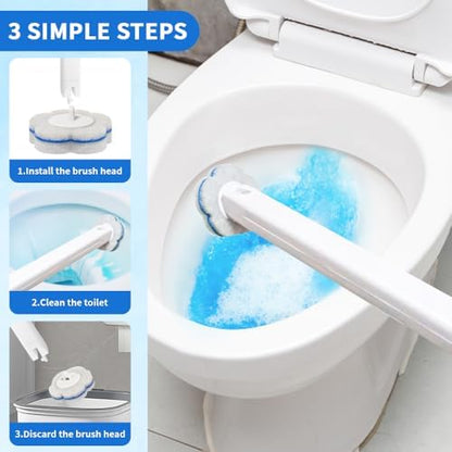 48 Count Disposable Toilet Brush Refill Pads, Disposable Toilet Bowl Wand Refills, Toilet Cleaning Refills, Toilet Scrubber Refills, Brush Head Replacement