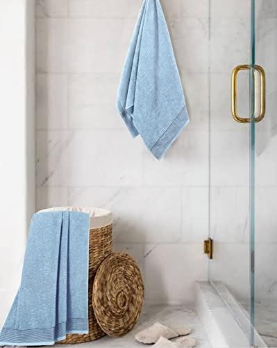 Belizzi Home Ultra Soft 2 Pack Oversized Bath Towel Set 28x55 inches, 100% Cotton Large Bath Towels, Ultra Absorbant Compact Quickdry & Lightweight Towel, Ideal for Gym Travel Camp Pool - Sky Blue