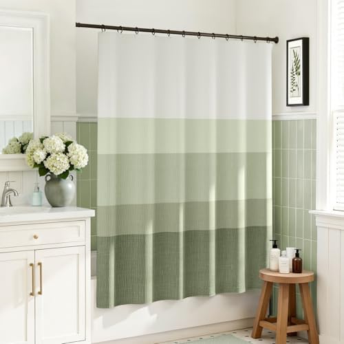jinchan Ombre Forest Green Shower Curtain for Bathroom 70x60 Inch 12 Hooks