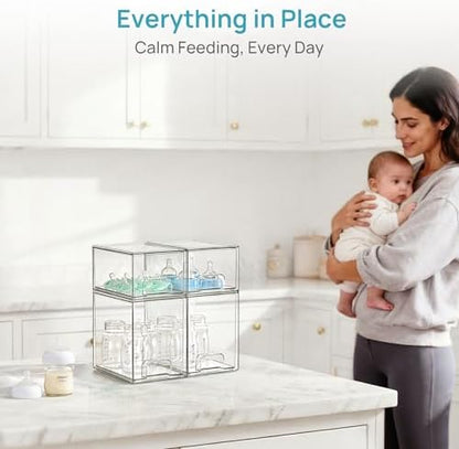 Vtopmart Clear Stackable Storage Drawers Set of 4, Baby Bottle Organizer