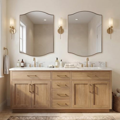 ANDY STAR 30x40 Inch Scalloped Wall Mirror in Champagne Bronze Frame