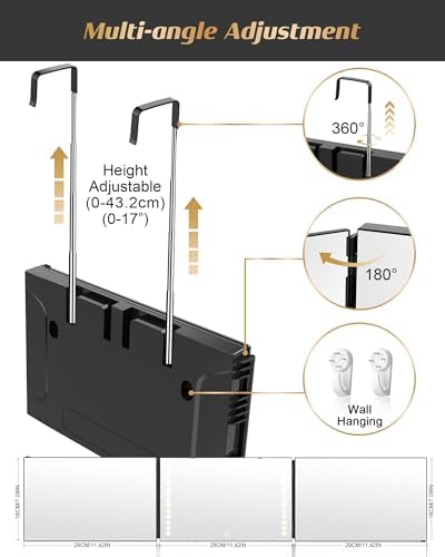 JUSRON 360 Viewing Angle Self Hair Cutting Mirror Shower Mirror