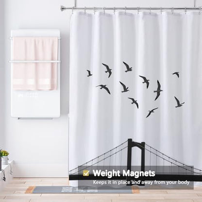 LLSCL Fabric Shower Curtain Liner with Magnets, Waterproof Hotel Quality, 72 x 72 Machine Washable