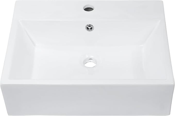 Mocoloo 21"x16" Wall Mounted Bathroom Sink White Rectangle Porcelain ADA Compliant Ceramic Bathroom Sinks Floating Vanity Sink for Lavatory Room Basin