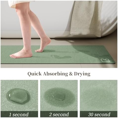 RUERYA Bathroom Rugs and Mats Set 2 Piece Diatomaceous Earth Bath Mat,Sage