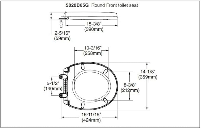 American Standard 5020B65G.222 Traditional Luxury Toilet Seat, Slow-Close, Round Front, Linen