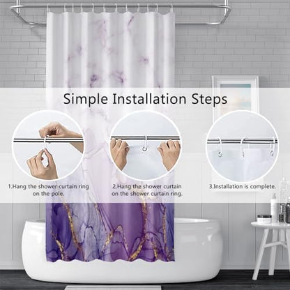 Purple Marble Stall Waterproof Shower Curtain 48x72 inches