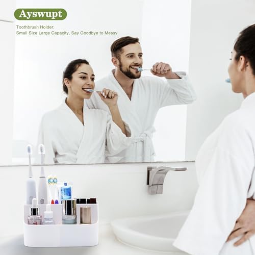 Ayswupt Electric Toothbrush Holders for Bathrooms,White Tooth Brushing Holder,Kids Toothpaste Holder with Dividers,Bathroom Countertop Organizer,Tooth Brush Storage Caddy for Sink Vanity Office