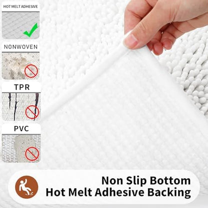 Yimobra Toilet Rugs U Shaped Washable - 24"x20" Non Slip Plush Contour Bath Rugs for Toilet - Super Soft Absorbent Quick Dry Toilet Mats for Bathroom,White