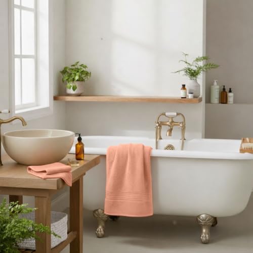8 Piece Bath Towels for Bathroom - 100% Cotton, Soft Absorbent Bathroom Towels Set - 2 Extra Large Bath Towels, 2 Hand Towels & 4 Washcloths - Hotel Spa Thick Plush Towel, Peach