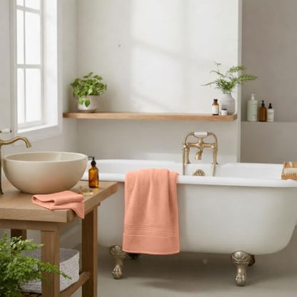8 Piece Bath Towels for Bathroom - 100% Cotton, Soft Absorbent Bathroom Towels Set - 2 Extra Large Bath Towels, 2 Hand Towels & 4 Washcloths - Hotel Spa Thick Plush Towel, Peach