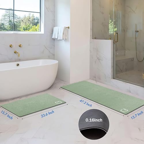 RUERYA Bathroom Rugs and Mats Set 2 Piece Diatomaceous Earth Bath Mat,Sage