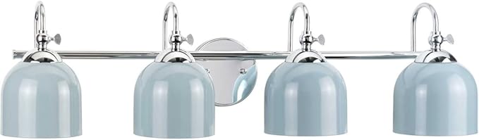 Progress Lighting Dalton Collection 33 in. 4-Light Polished Chrome Coastal Blue Vanity Light