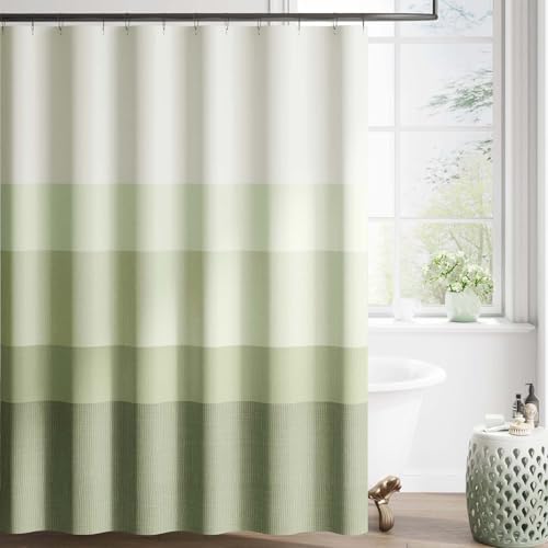 jinchan Ombre Forest Green Shower Curtain for Bathroom 70x72 Inch 12 Hooks