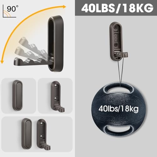 Dntorx Folding Wall Hooks, 2 Pack, Grey, Zinc Alloy, Heavy Duty Coat Hooks