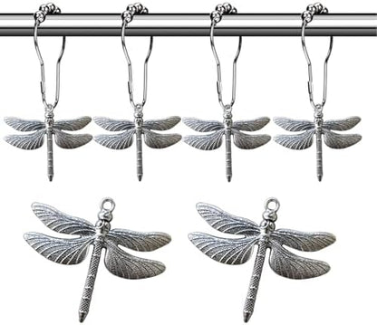 Dragonfly Shower Curtain Hooks - Decorative Shower Hooks for Shower Curtain