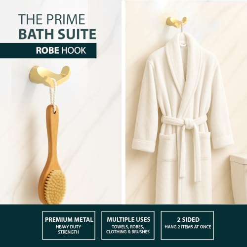 Mega Handles Bathroom Accessory Set Satin Brass - 4-Piece, Towel Bar, Hooks