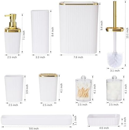 23 PCS White Bathroom Accessories Set丨Shower Curtain Bathroom Accessory
