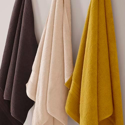 COZYART Luxury Bath Towel Set 6 Pcs, Beige 100% Turkish Cotton 650 GSM